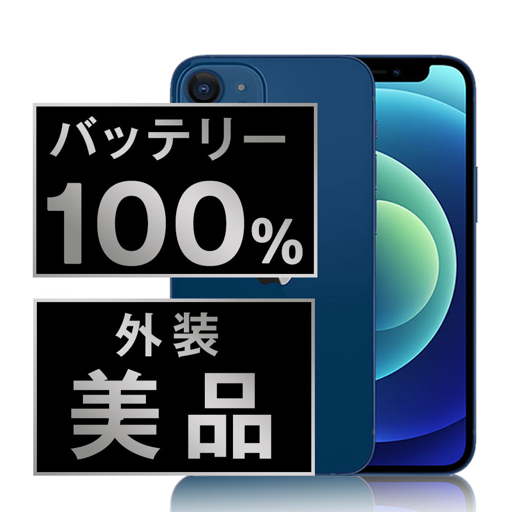 バッテリー100% iPhone12 mini 128GB ブルー Aランク 美品 SIMフリー